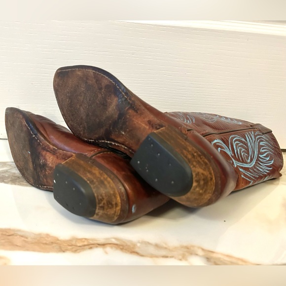Code West l Brown Cowgirl Boots Genuine Leather Hand Painted Size 6 - Picture 5 of 8